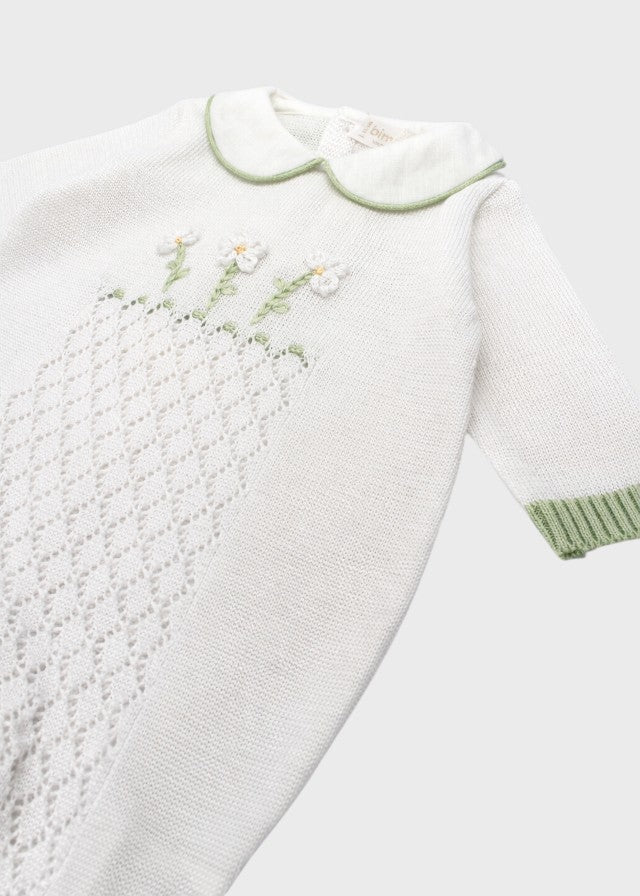 White Cotton Footed Romper 7566