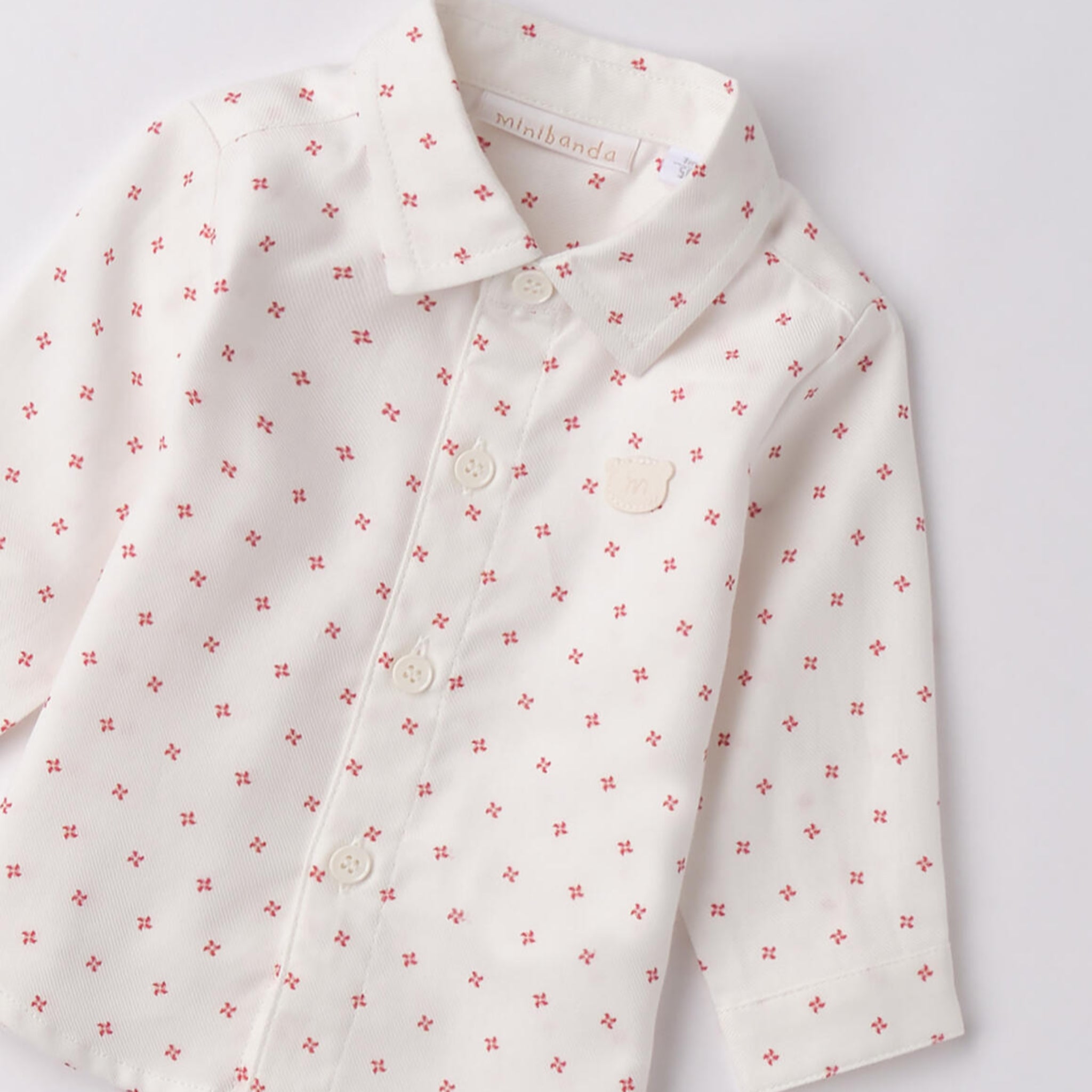 Camicia Twill Cotone Fantasia Bimbo Panna 3F601/6BRV