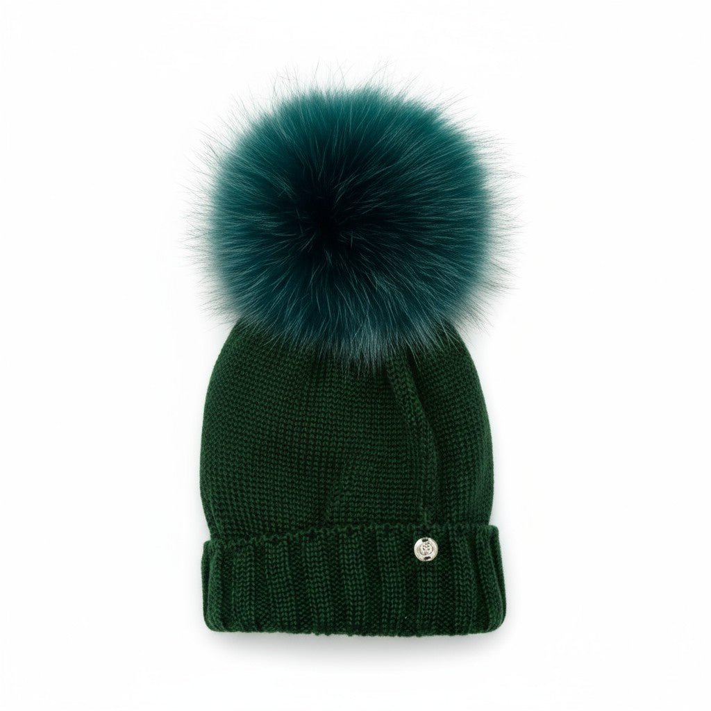 Cappello Pom Pon Volpe Verde CT3443VA/I corredino e abbigliamento neonato | NANU' BABY
