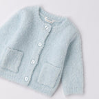 White Bouclé Knit Cardigan with Pockets for Girls 3F707/3942