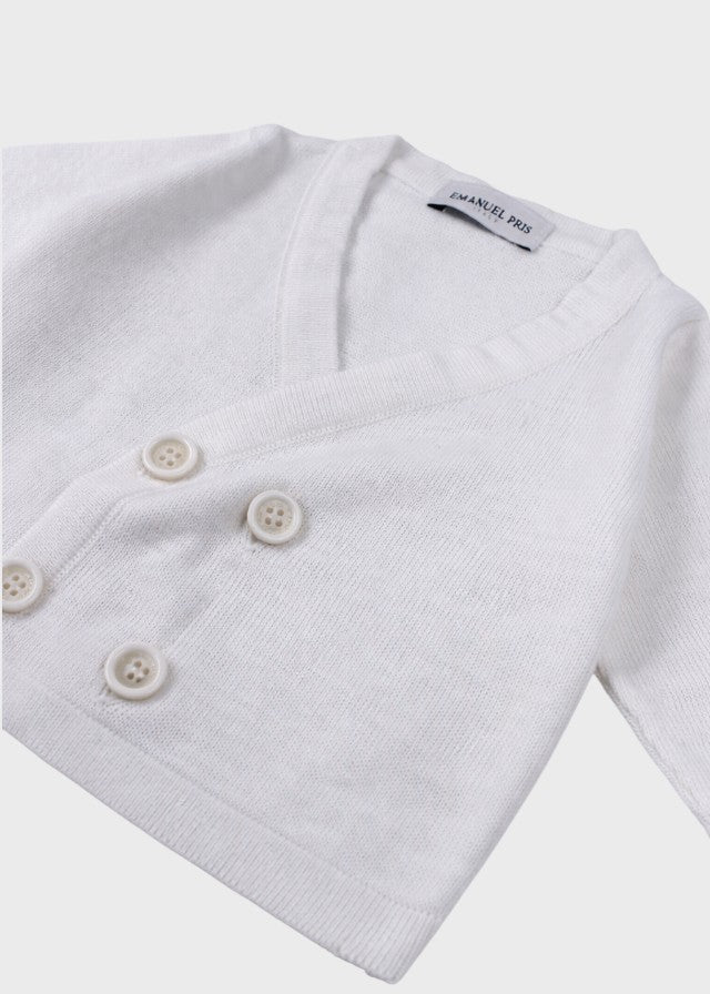 Cardigan Maglia Bianco Incrociato ECA007I/B corredino e abbigliamento neonato | NANU' BABY
