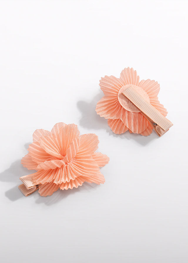 Orange Tulle Flower Hair Clips 5467/65