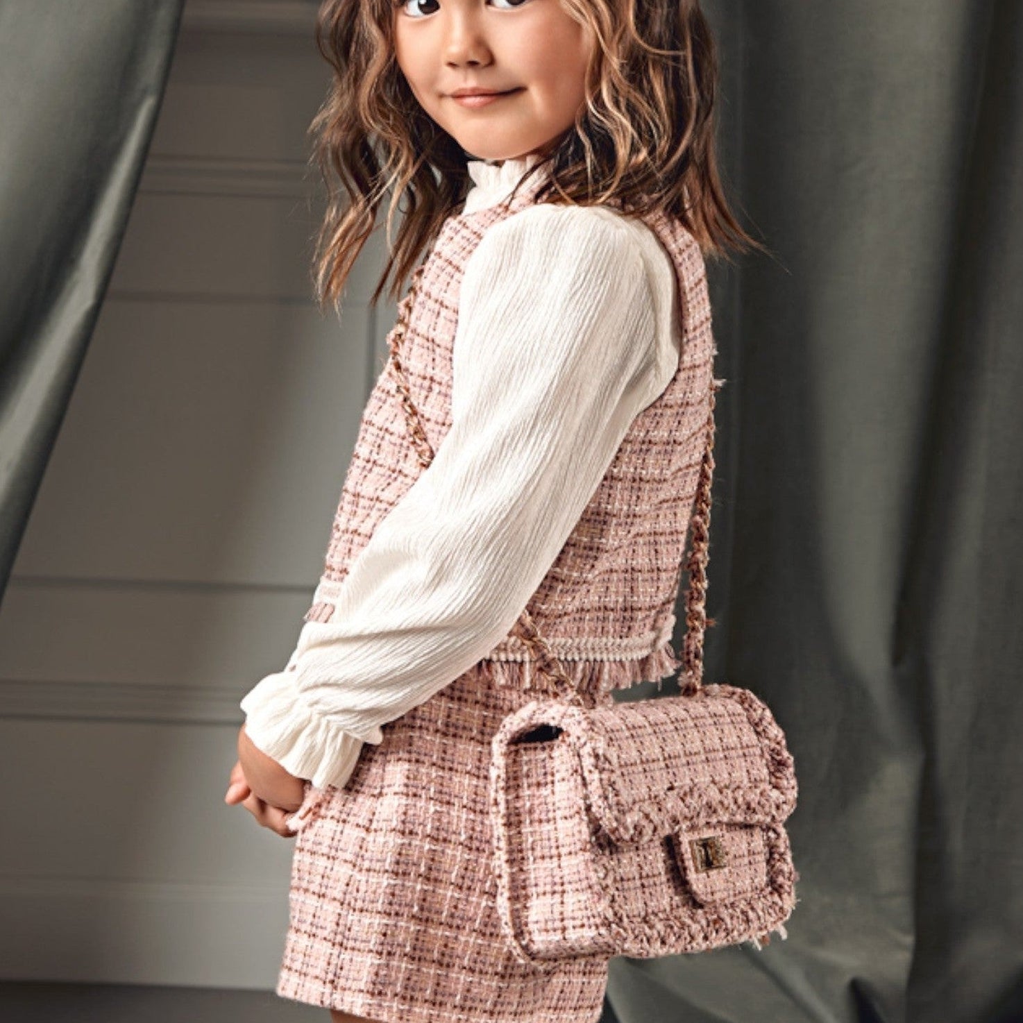 Compl. bermuda tweed Bimba Rosa 5727/8 corredino e abbigliamento neonato | NANU' BABY