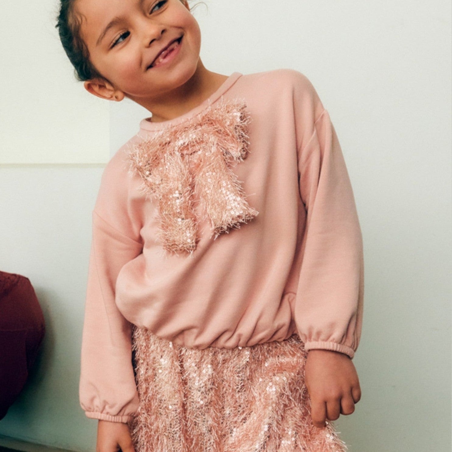 Compl. gonna frange lustrini Bimba Rosa 5539/8 corredino e abbigliamento neonato | NANU' BABY