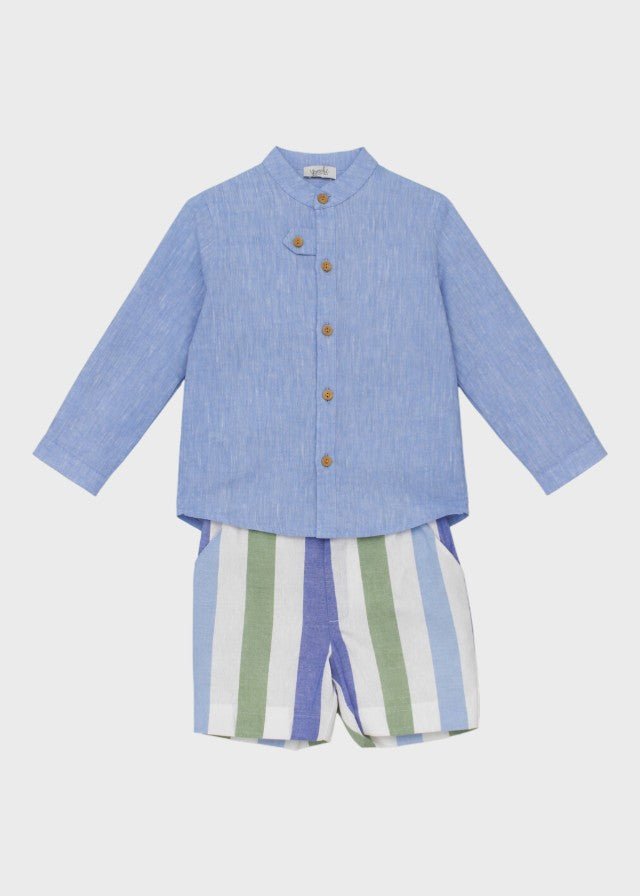 Completo Bermuda Coreana Azzurro 1221/27 corredino e abbigliamento neonato | NANU' BABY