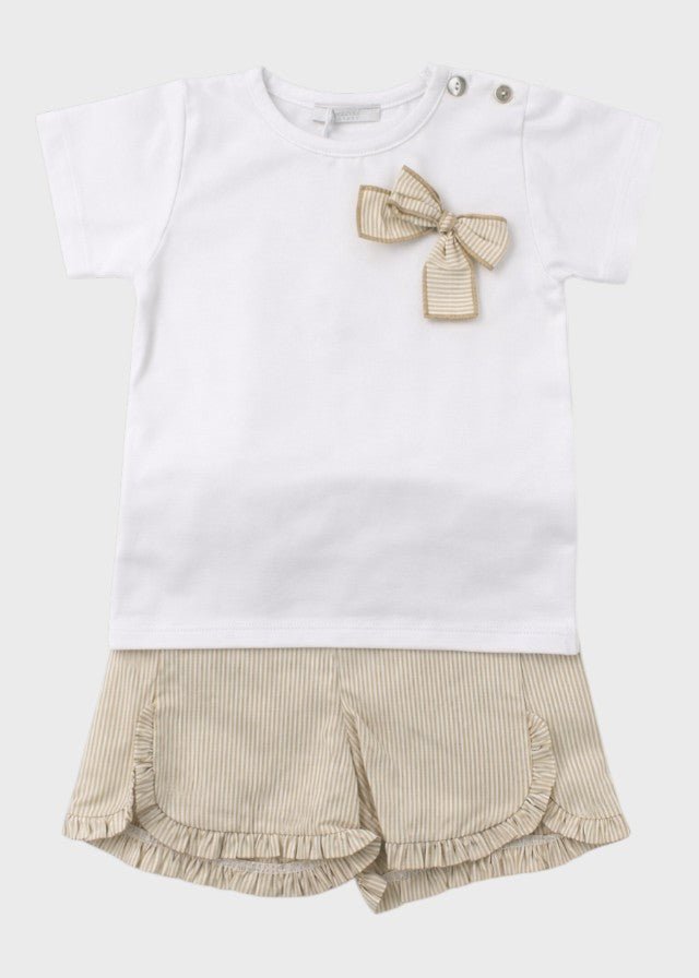 Completo Bimba Cotone T-shirt Bermuda Ecru C63350 corredino e abbigliamento neonato | NANU' BABY