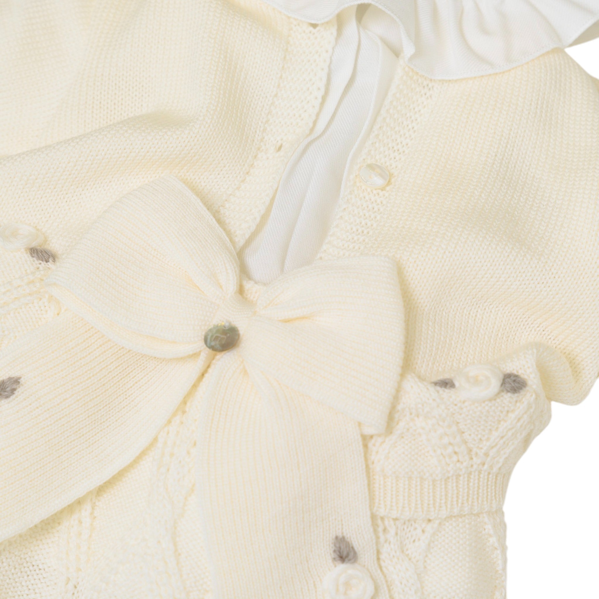 Completo Bimba Lana Vergine 100% Vaniglia Tortora IN2460/V corredino e abbigliamento neonato | NANU' BABY