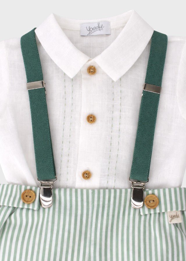 Completo Bretelle Bottoncini Verde 0257/52 corredino e abbigliamento neonato | NANU' BABY