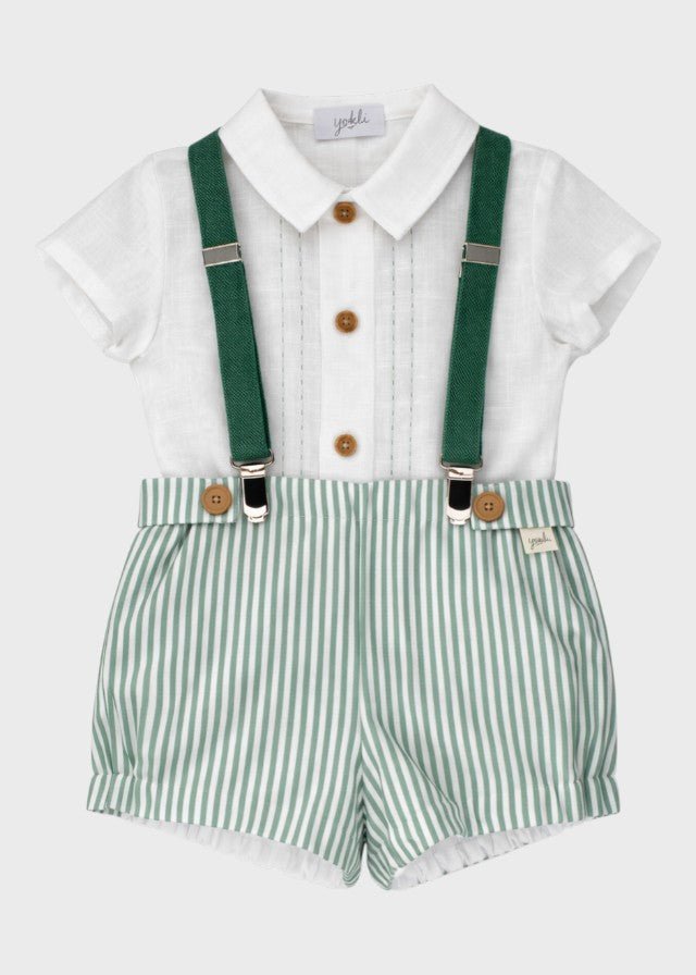 Completo Bretelle Bottoncini Verde 0257/52 corredino e abbigliamento neonato | NANU' BABY