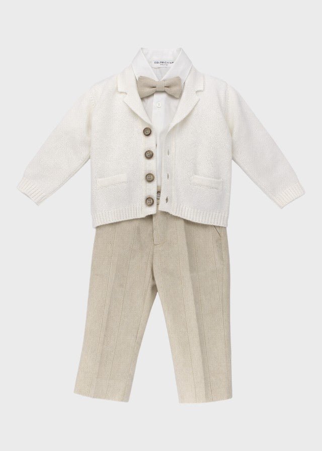 Completo Cardigan Papillon Beige corredino e abbigliamento neonato | NANU' BABY