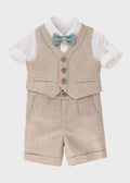 Completo Cerimonia Elegante Beige F3436/779 corredino e abbigliamento neonato | NANU' BABY