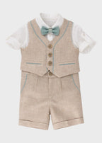 Completo Cerimonia Elegante Beige F3436/779 corredino e abbigliamento neonato | NANU' BABY