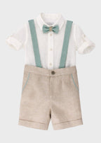 Completo Cerimonia Elegante Beige F3436/779 corredino e abbigliamento neonato | NANU' BABY