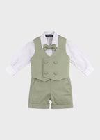 Completo Cerimonia Gilet Bermuda Verde Salvia corredino e abbigliamento neonato | NANU' BABY
