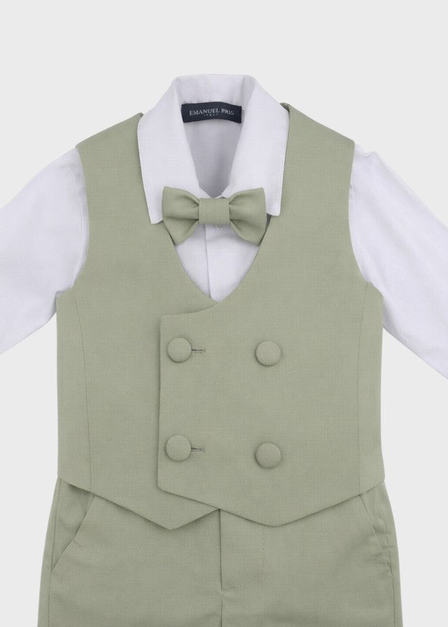 Completo Cerimonia Gilet Bermuda Verde Salvia corredino e abbigliamento neonato | NANU' BABY