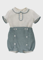 Completo Cerimonia Lino Azzurro 39820/A corredino e abbigliamento neonato | NANU' BABY