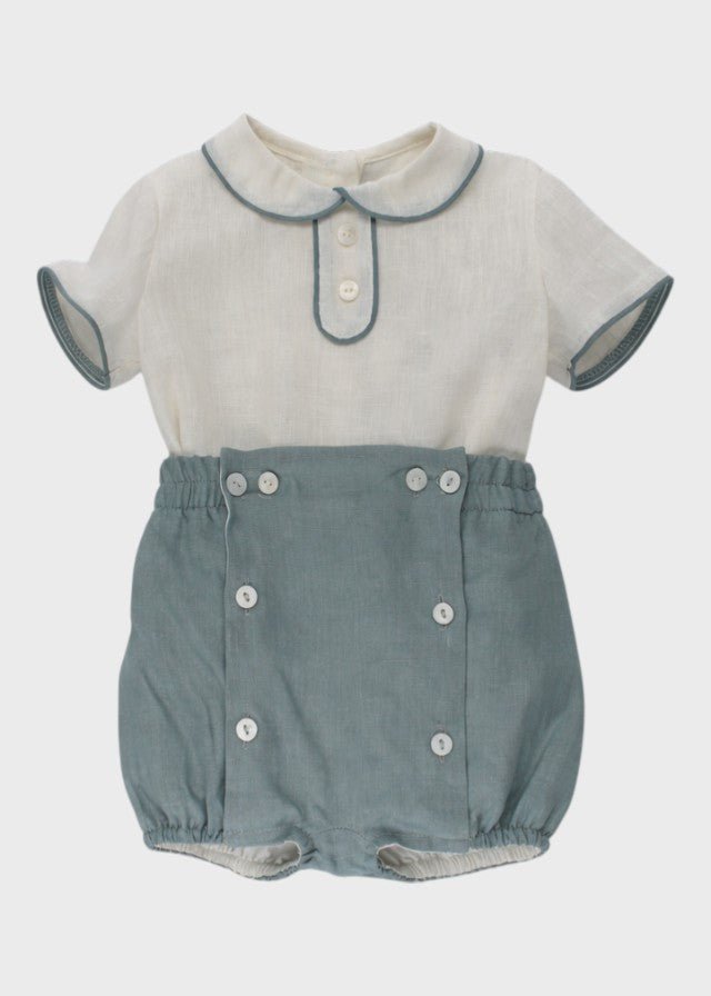 Completo Cerimonia Lino Azzurro 39820/A corredino e abbigliamento neonato | NANU' BABY