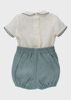 Completo Cerimonia Lino Azzurro 39820/A corredino e abbigliamento neonato | NANU' BABY