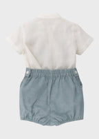 Completo Cerimonia Lino Azzurro 39826/A corredino e abbigliamento neonato | NANU' BABY