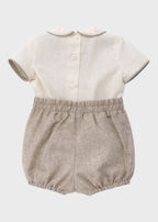 Completo Cerimonia Lino Beige 39820 corredino e abbigliamento neonato | NANU' BABY