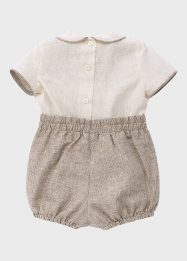 Completo Cerimonia Lino Beige 39820 corredino e abbigliamento neonato | NANU' BABY