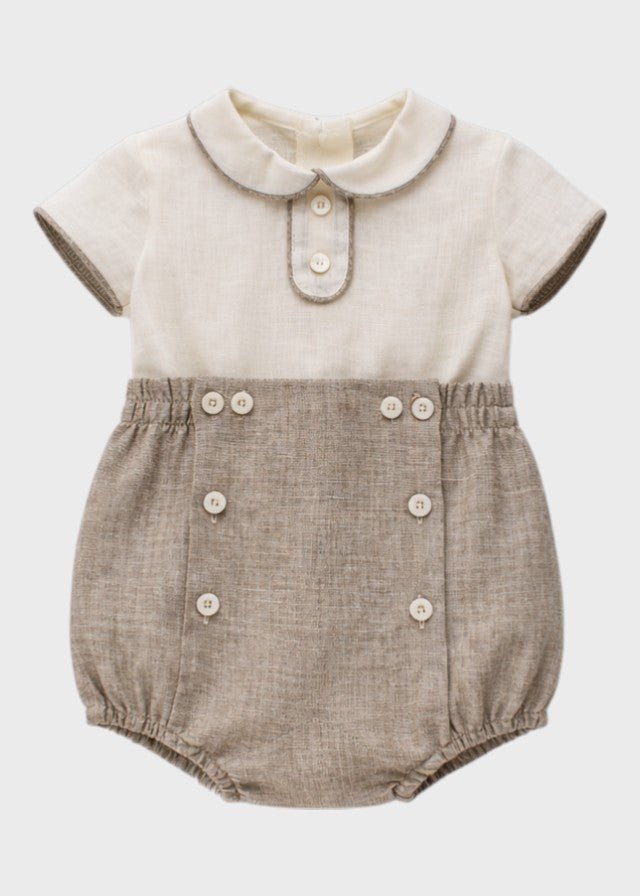 Completo Cerimonia Lino Beige 39820 corredino e abbigliamento neonato | NANU' BABY
