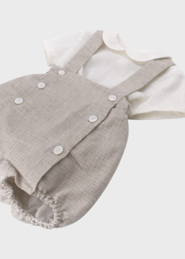 Completo Cerimonia Lino Beige 39825 corredino e abbigliamento neonato | NANU' BABY