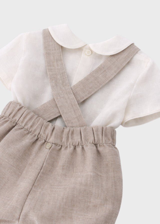 Completo Cerimonia Lino Beige 39825 corredino e abbigliamento neonato | NANU' BABY