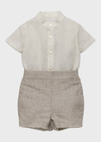 Completo Cerimonia Lino Beige 39826 corredino e abbigliamento neonato | NANU' BABY