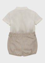 Completo Cerimonia Lino Beige 39826 corredino e abbigliamento neonato | NANU' BABY