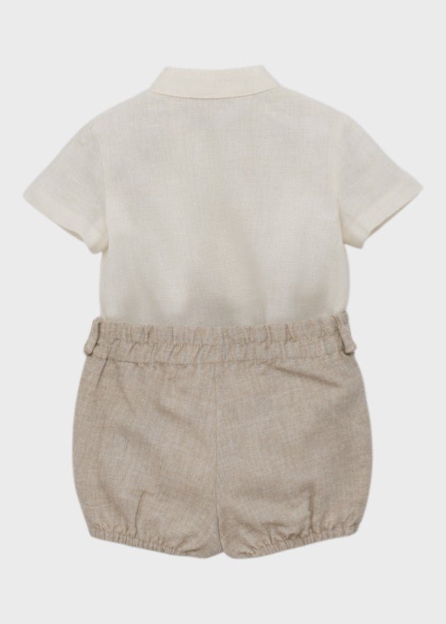 Completo Cerimonia Lino Beige 39826 corredino e abbigliamento neonato | NANU' BABY