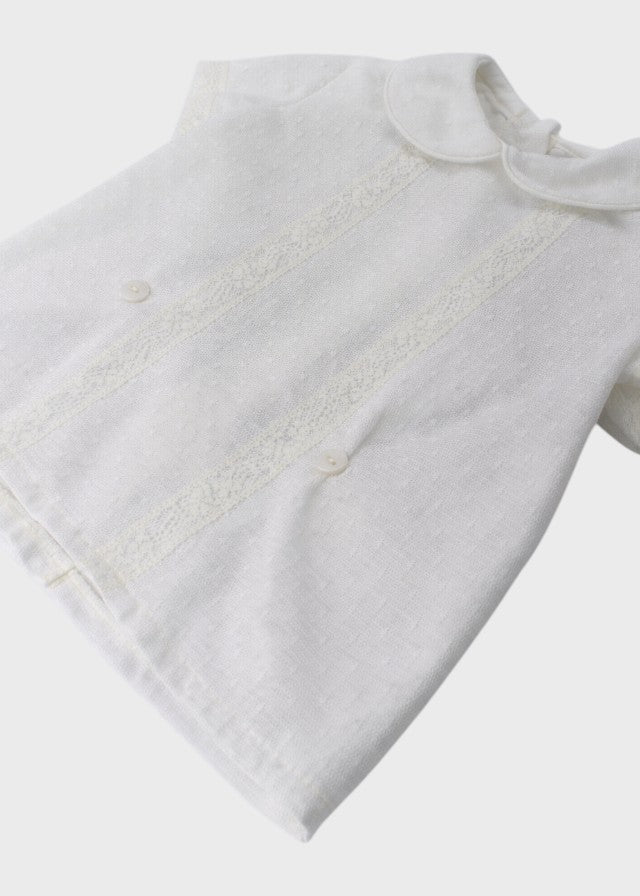 Completo Cerimonia Lino Panna 23824 corredino e abbigliamento neonato | NANU' BABY