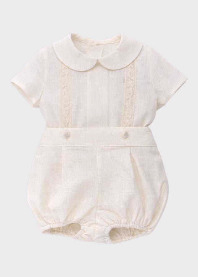 Completo Cerimonia Lino Panna 23845 corredino e abbigliamento neonato | NANU' BABY