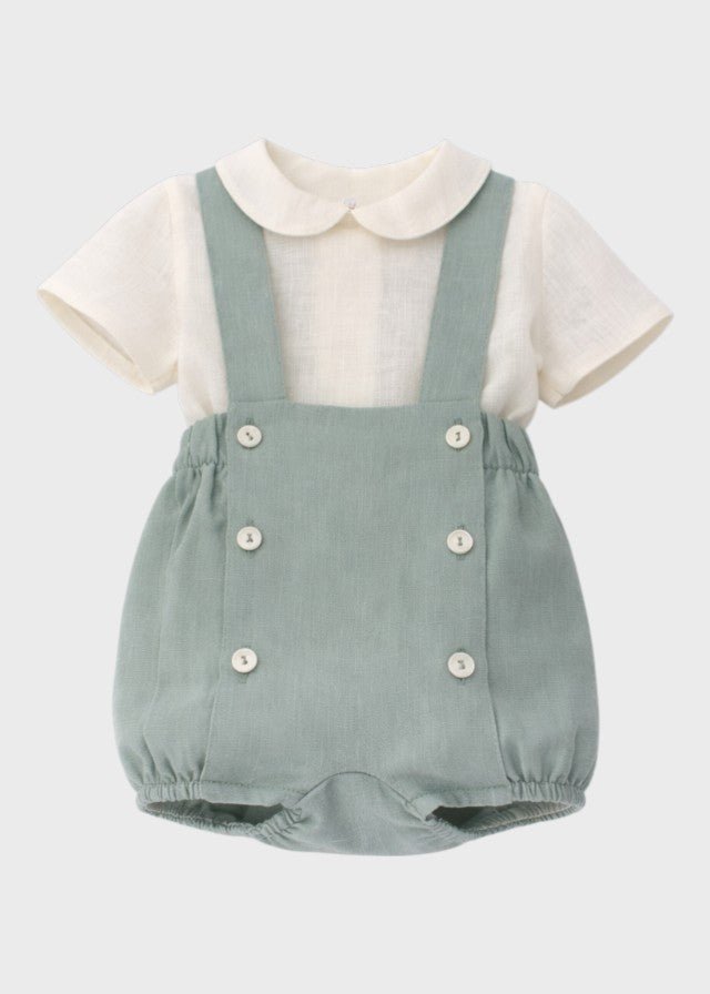 Completo Cerimonia Lino Verde 39825/V corredino e abbigliamento neonato | NANU' BABY