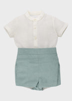 Completo Cerimonia Lino Verde 39826/V corredino e abbigliamento neonato | NANU' BABY