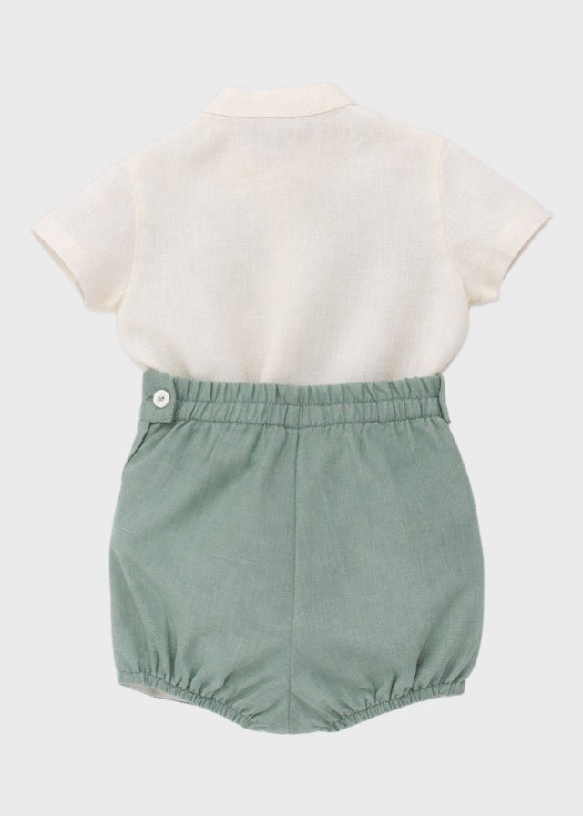 Completo Cerimonia Lino Verde 39826/V corredino e abbigliamento neonato | NANU' BABY