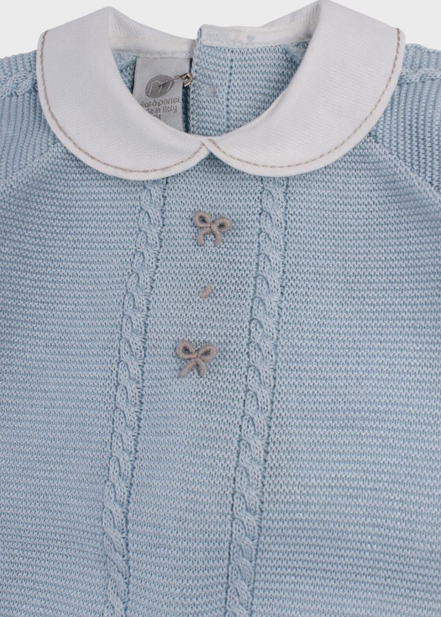 Completo Fiocchetti Tortora Cielo EK6350/C corredino e abbigliamento neonato | NANU' BABY