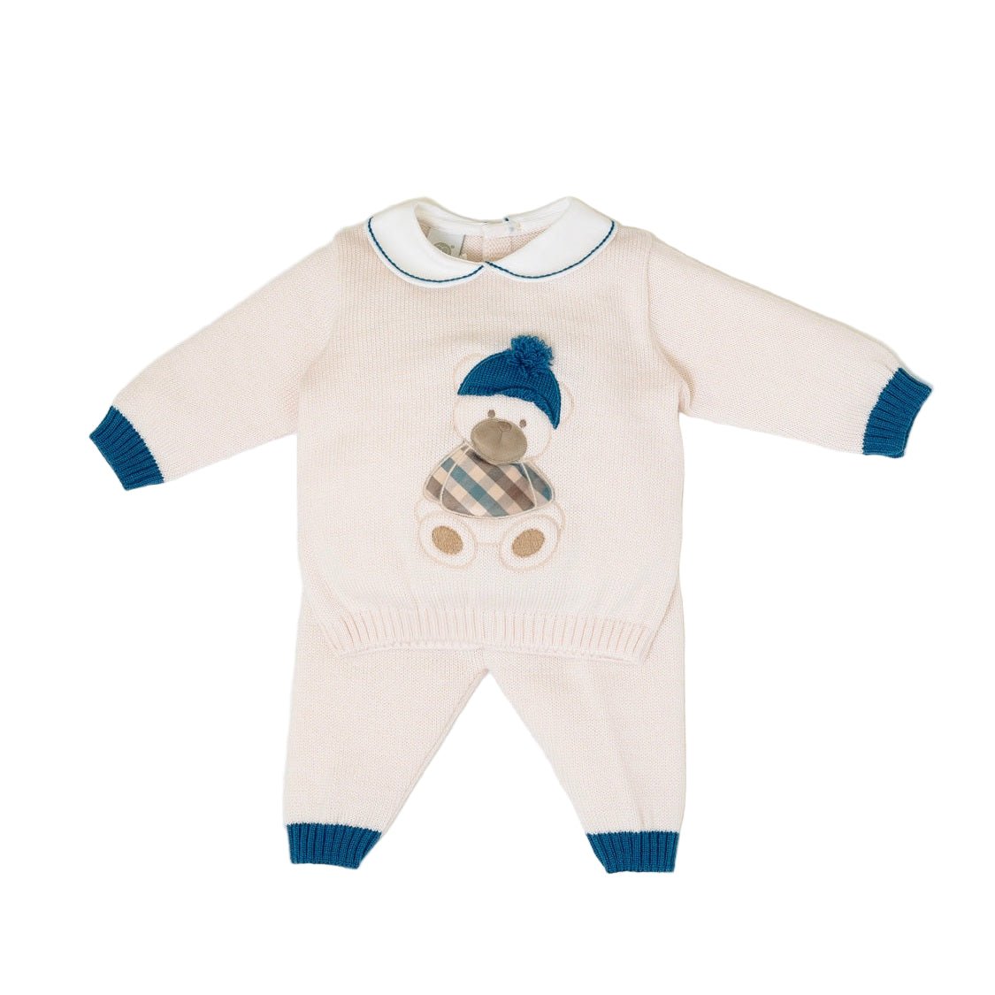 Completo Nascita Neonato Lana Vergine 100% Natural Zaffiro Orsetto Berretto IN7150/Z corredino e abbigliamento neonato | NANU' BABY