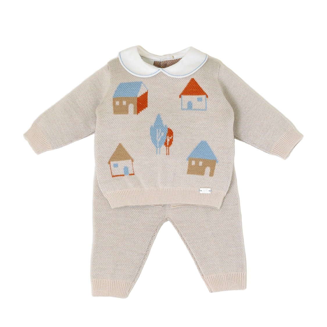 Completo Nascita Neonato Lana Vergine 100% Tortora Cielo Polvere IN5150/C corredino e abbigliamento neonato | NANU' BABY