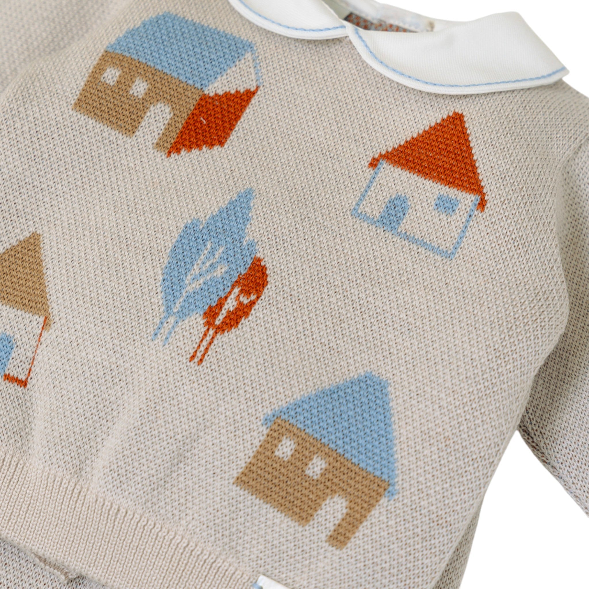 Completo Nascita Neonato Lana Vergine 100% Tortora Cielo Polvere IN5150/C corredino e abbigliamento neonato | NANU' BABY