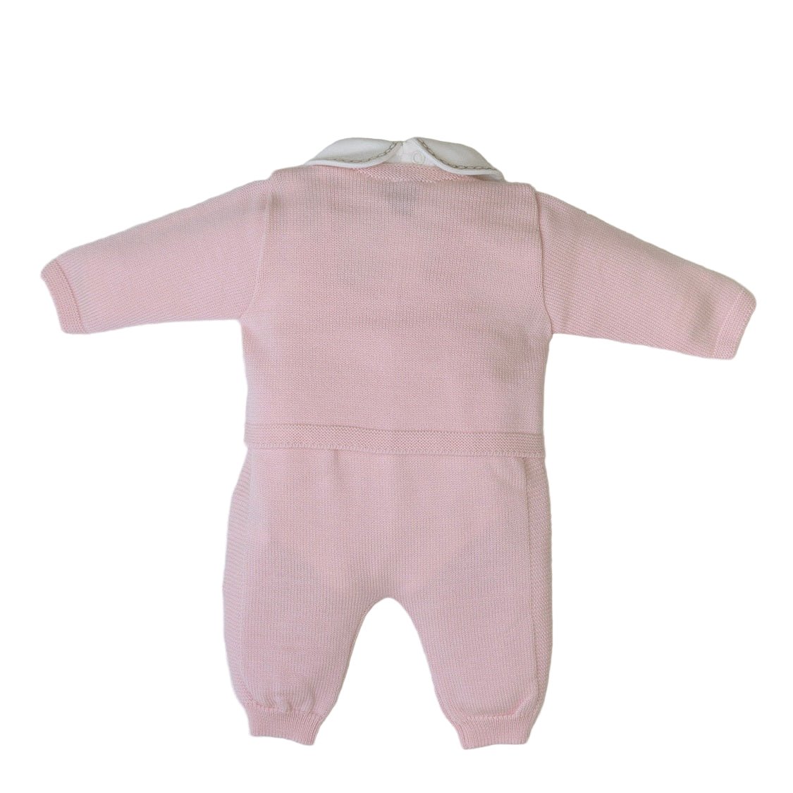 Completo Orsetta Neonata Lana Vergine 100% Rosa IN5331/R corredino e abbigliamento neonato | NANU' BABY