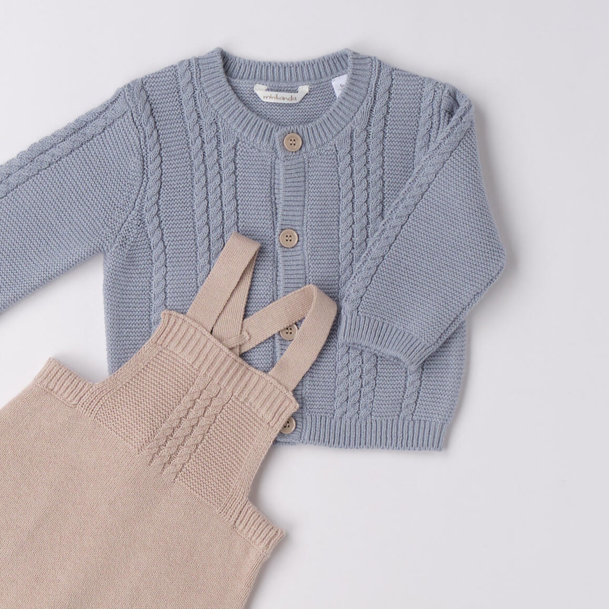 Baby Boy's Knit Cardigan and Overalls Set 3F692/3825