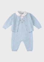 Completo Salopette Fiocchetti Cielo EK6331/C corredino e abbigliamento neonato | NANU' BABY