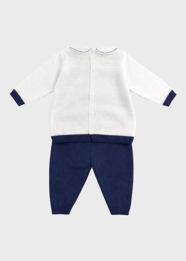 Completo Teddy Ricamato Blu EK6050 corredino e abbigliamento neonato | NANU' BABY