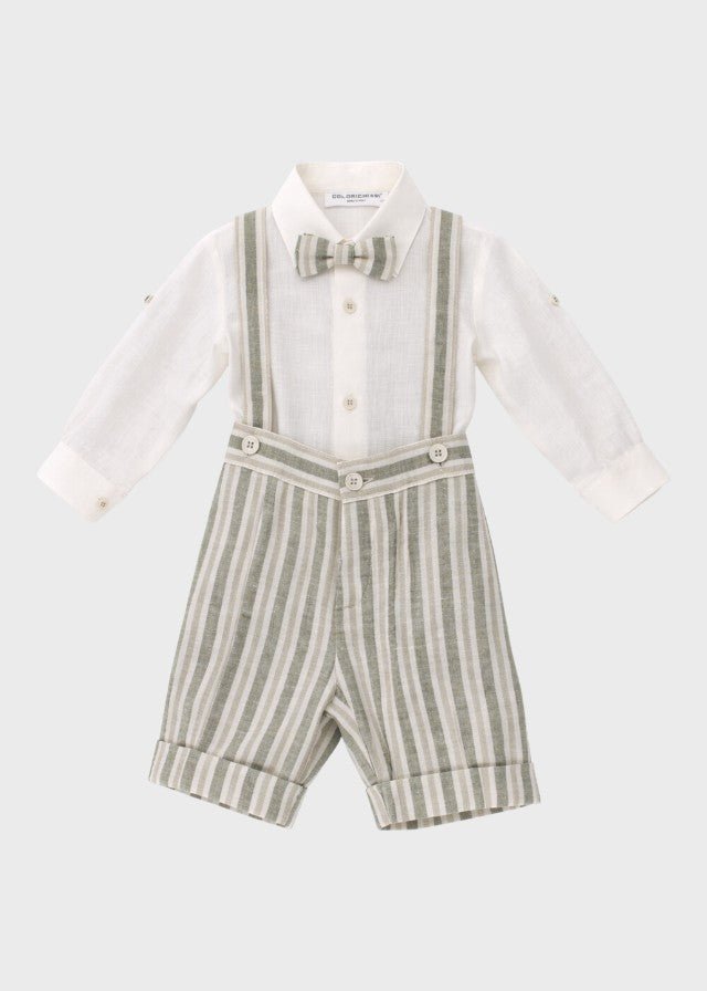 Coordinato Bermuda Righe Cardigan Verde corredino e abbigliamento neonato | NANU' BABY