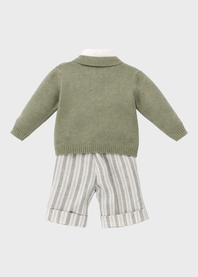 Coordinato Bermuda Righe Cardigan Verde corredino e abbigliamento neonato | NANU' BABY