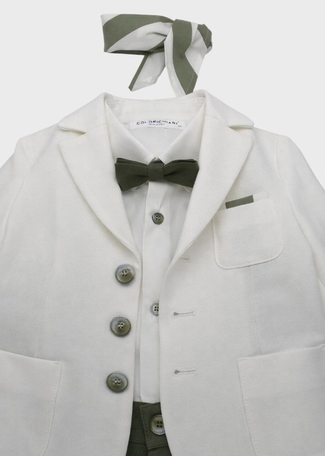 Coordinato Giacca Bianca Bermuda Verde Quadretti corredino e abbigliamento neonato | NANU' BABY