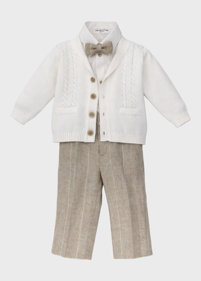 Coordinato Pantalone Righe Beige corredino e abbigliamento neonato | NANU' BABY