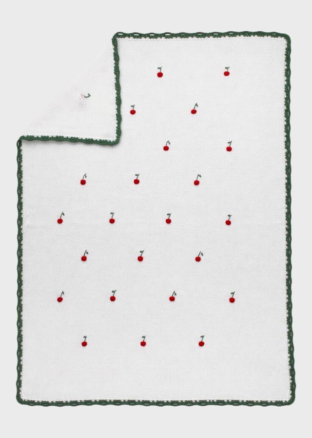 Coperta Ciliegine Ricamate Avorio CHERRY/CO corredino e abbigliamento neonato | NANU' BABY