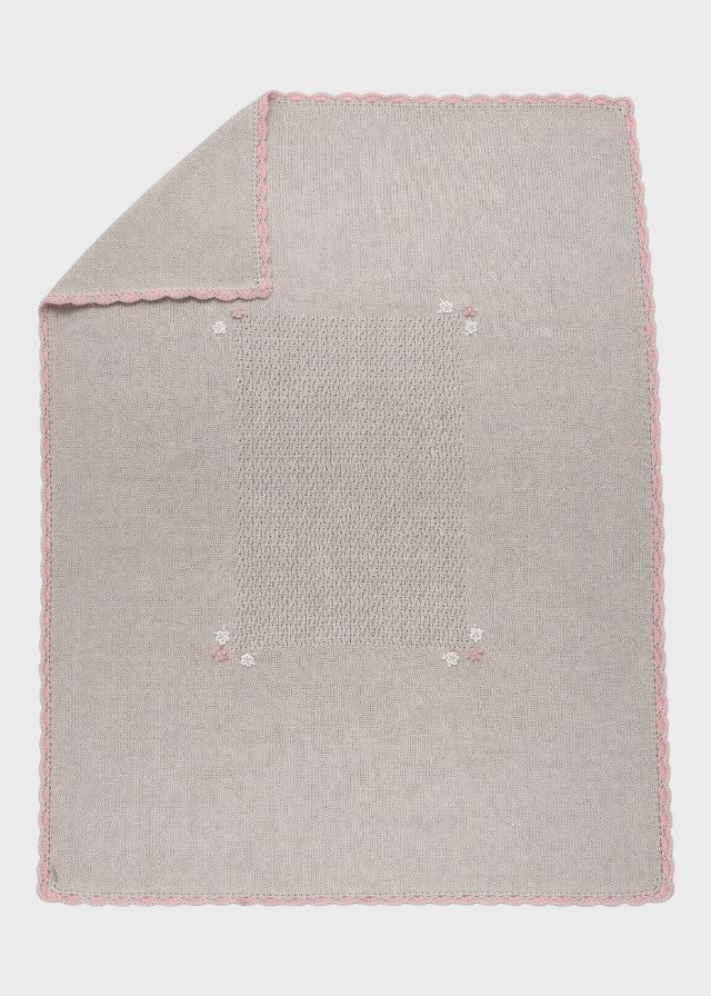 Coperta Cotone Fiori Tortora NAIME/CO - T corredino e abbigliamento neonato | NANU' BABY